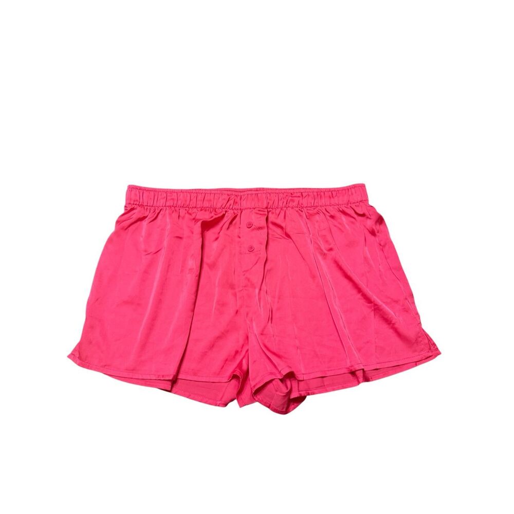 Juicy Couture Womens Satin Sleep Shorts Lightweight Bling Size XL Hot Pink